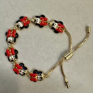 Baublebar Disney Minnie Mouse Repeating Bracelet Adjustable Gold Tone NEW